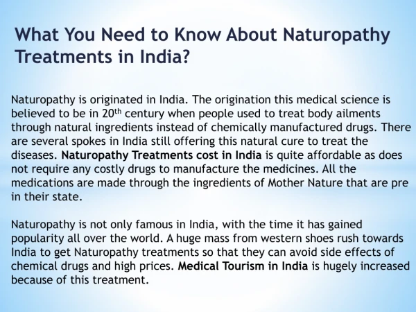 Naturopathy Treatment in India: Boon for a Healthy Life