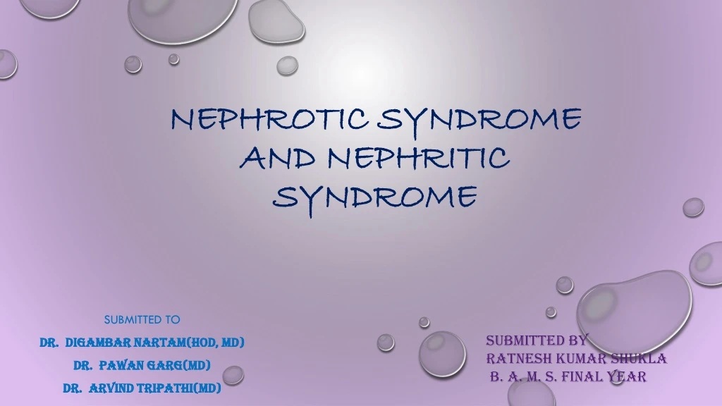 nephrotic syndrome and nephritic syndrome