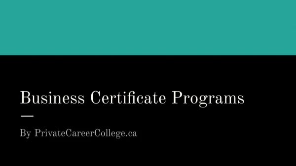 Business certificate programs