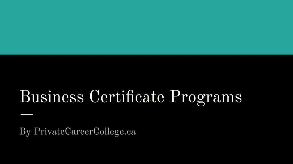 business certificate programs