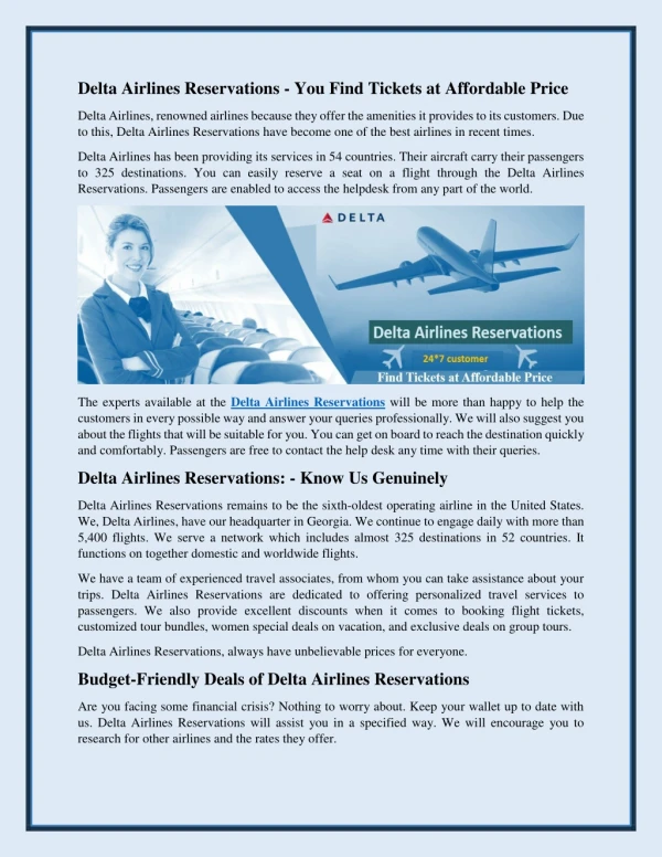 Delta Airlines Reservations - Budget-Friendly Deals and Affordable Flights