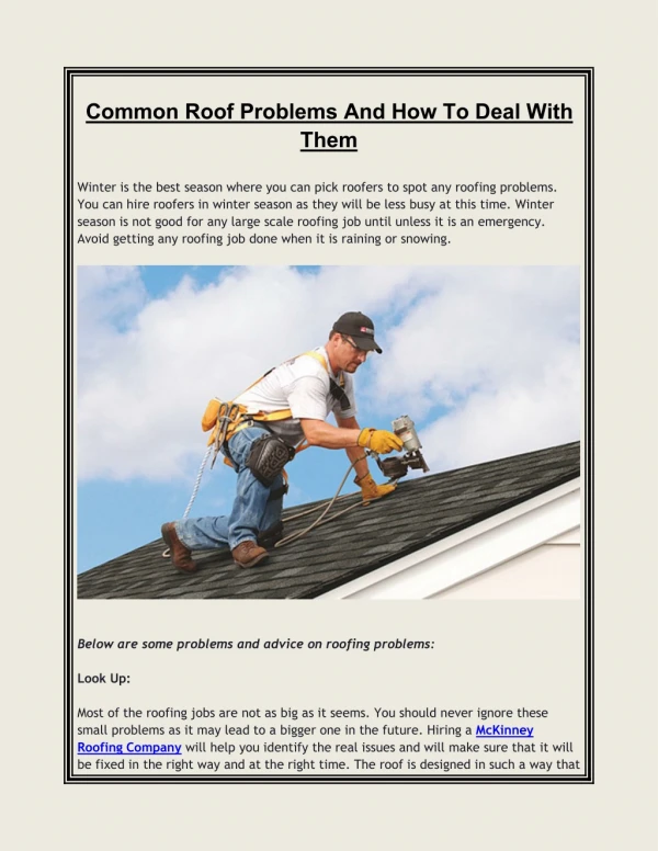 Common Roof Problems And How To Deal With Them