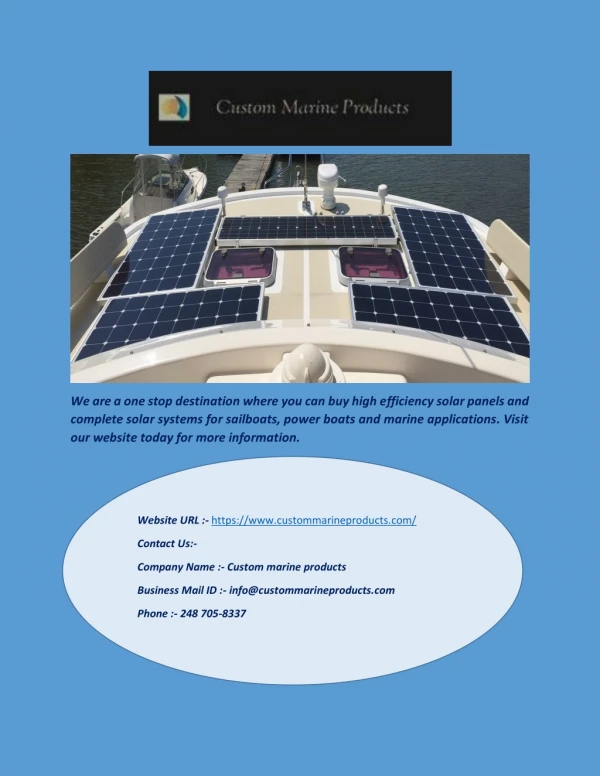 High Efficiency Marine Solar Panels & Systems - custommarineproducts.com