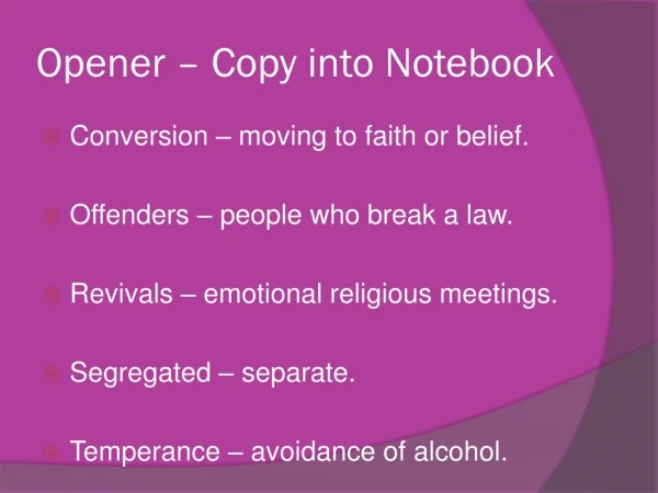 Opener – Copy into Notebook