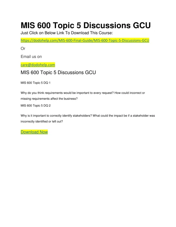 MIS 600 Topic 5 Discussions GCU
