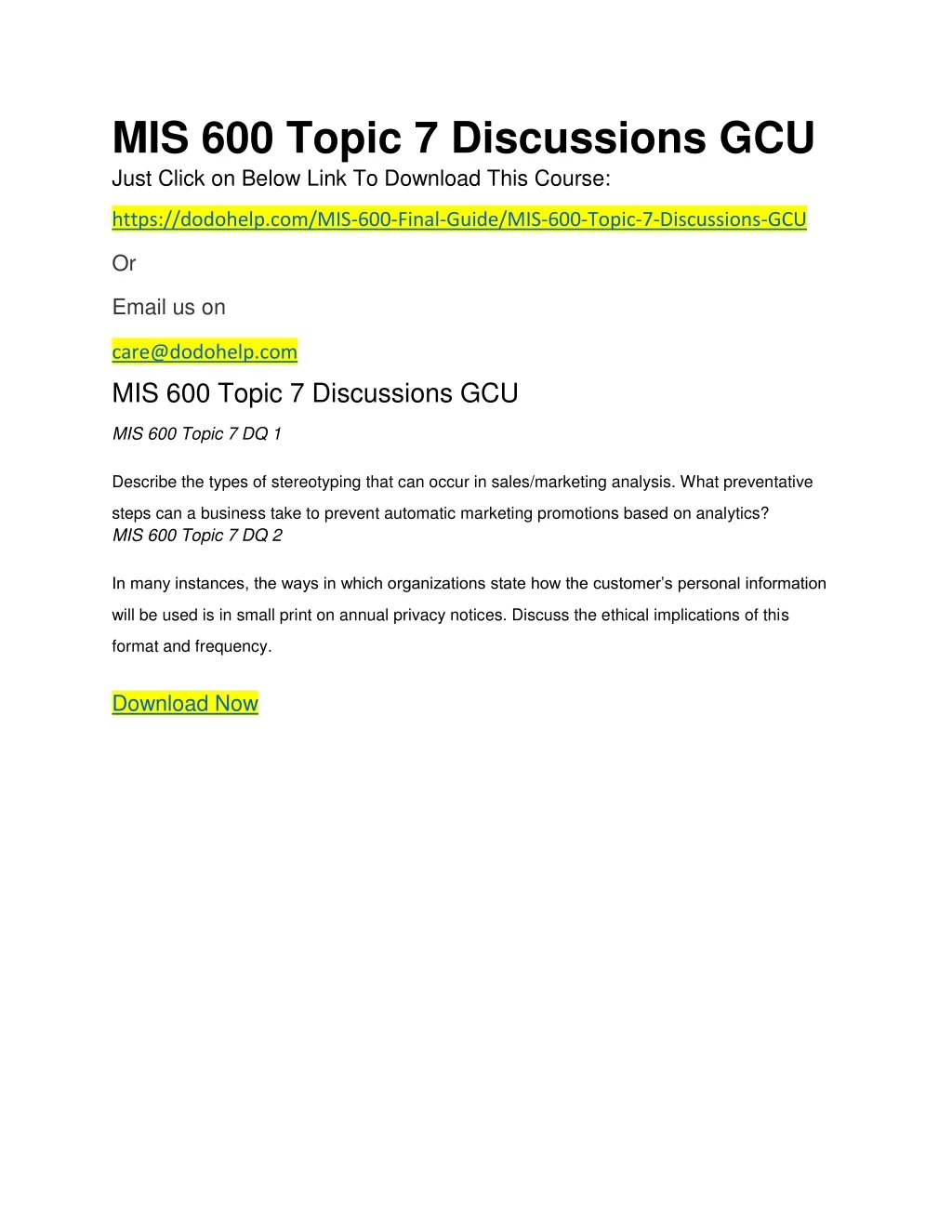 mis 600 topic 7 discussions gcu just click
