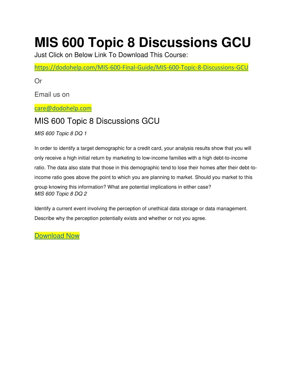 mis 600 topic 8 discussions gcu just click