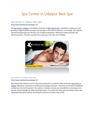Spa Center in Udaipur Best Spa