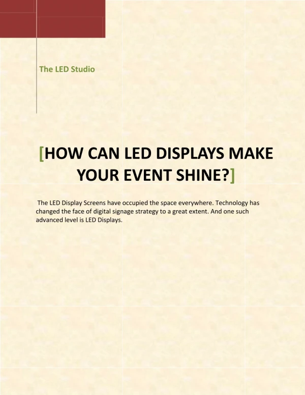 How can LED Displays make Your Event Shine?