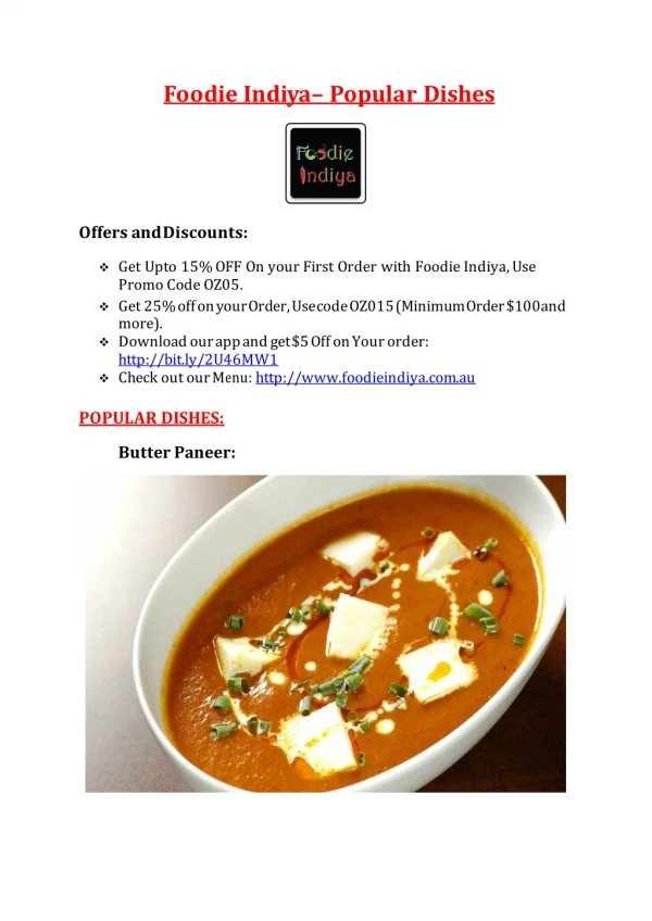 25% Off -Foodie Indiya-Nerang - Order Food Online