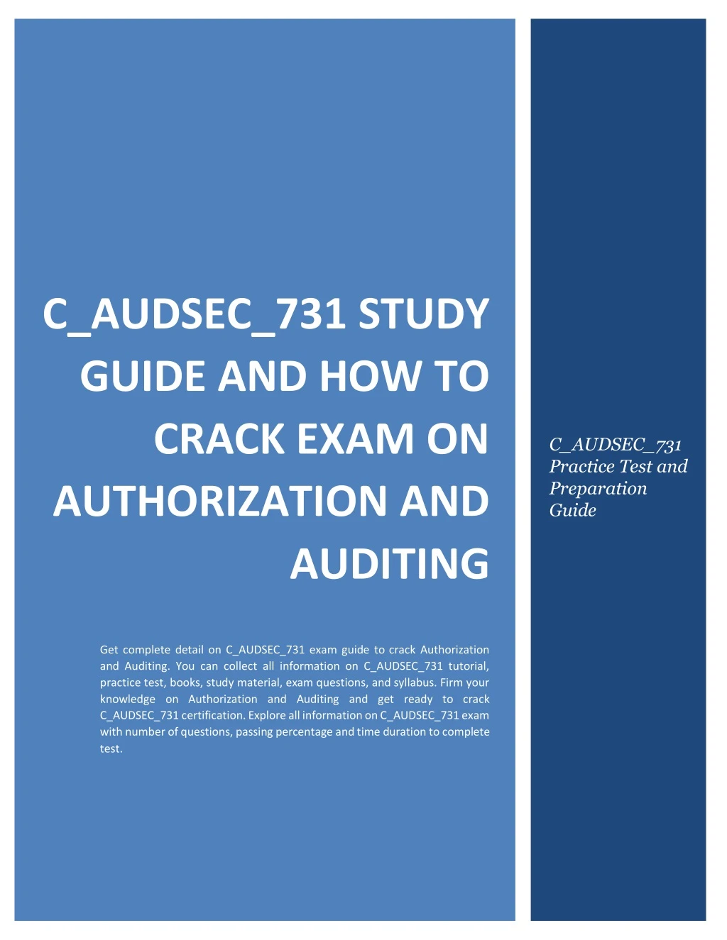 c audsec 731 study guide and how to crack exam