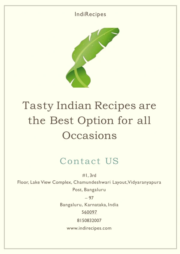 Tasty Indian Recipes are the Best Option for all Occasions