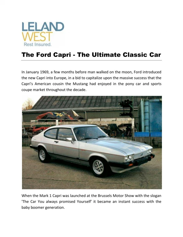The Ford Capri - The Ultimate Classic Car