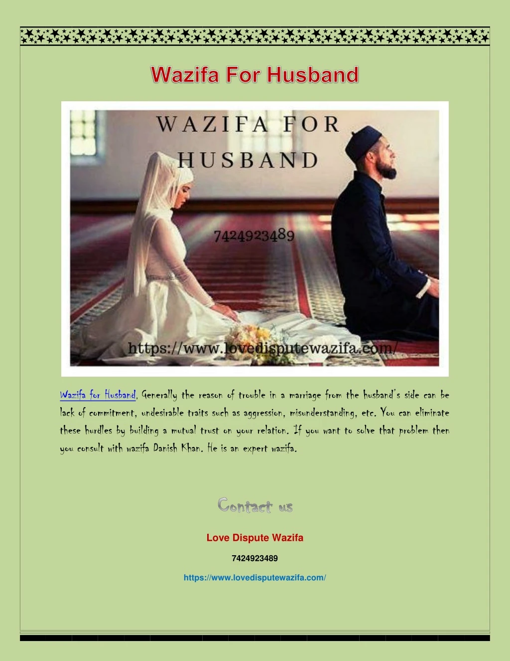 wazifa for husband generally the reason