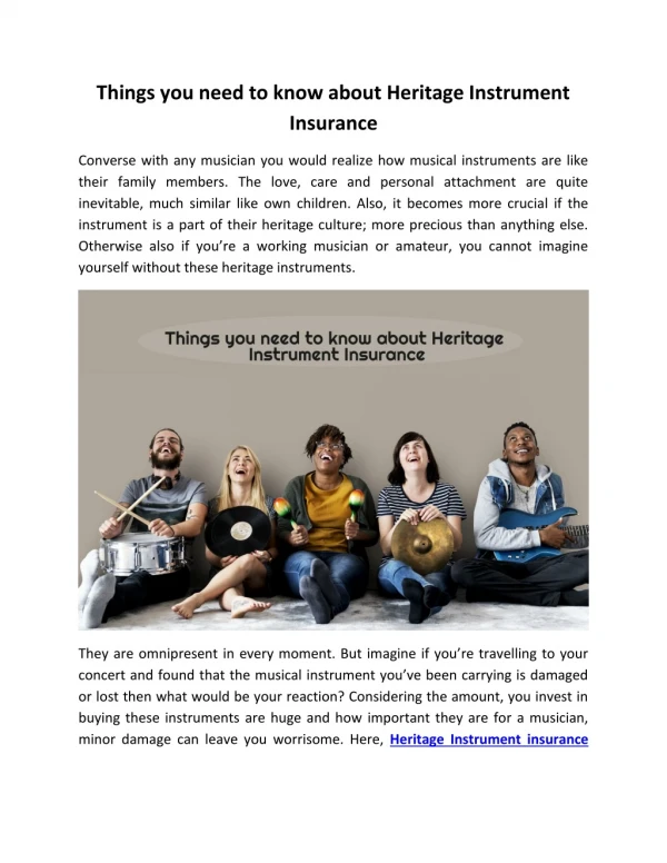 Things You Need to Know About Heritage Instrument Insurance