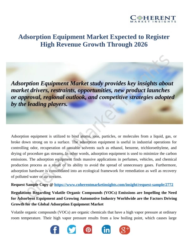 Adsorption Equipment Market To Significantly Increase Revenues By 2026