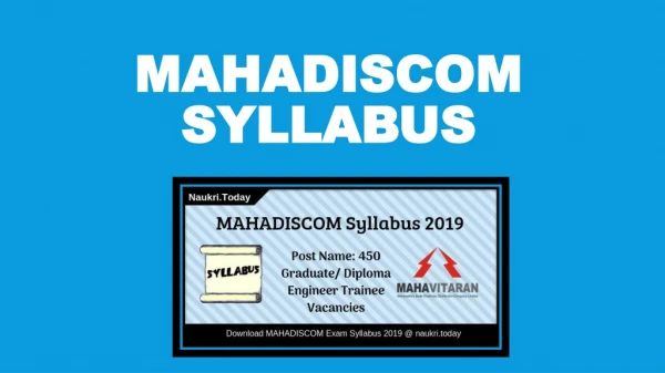 Download MAHADISCOM Syllabus 2019 Latest Exam Pattern & Guide