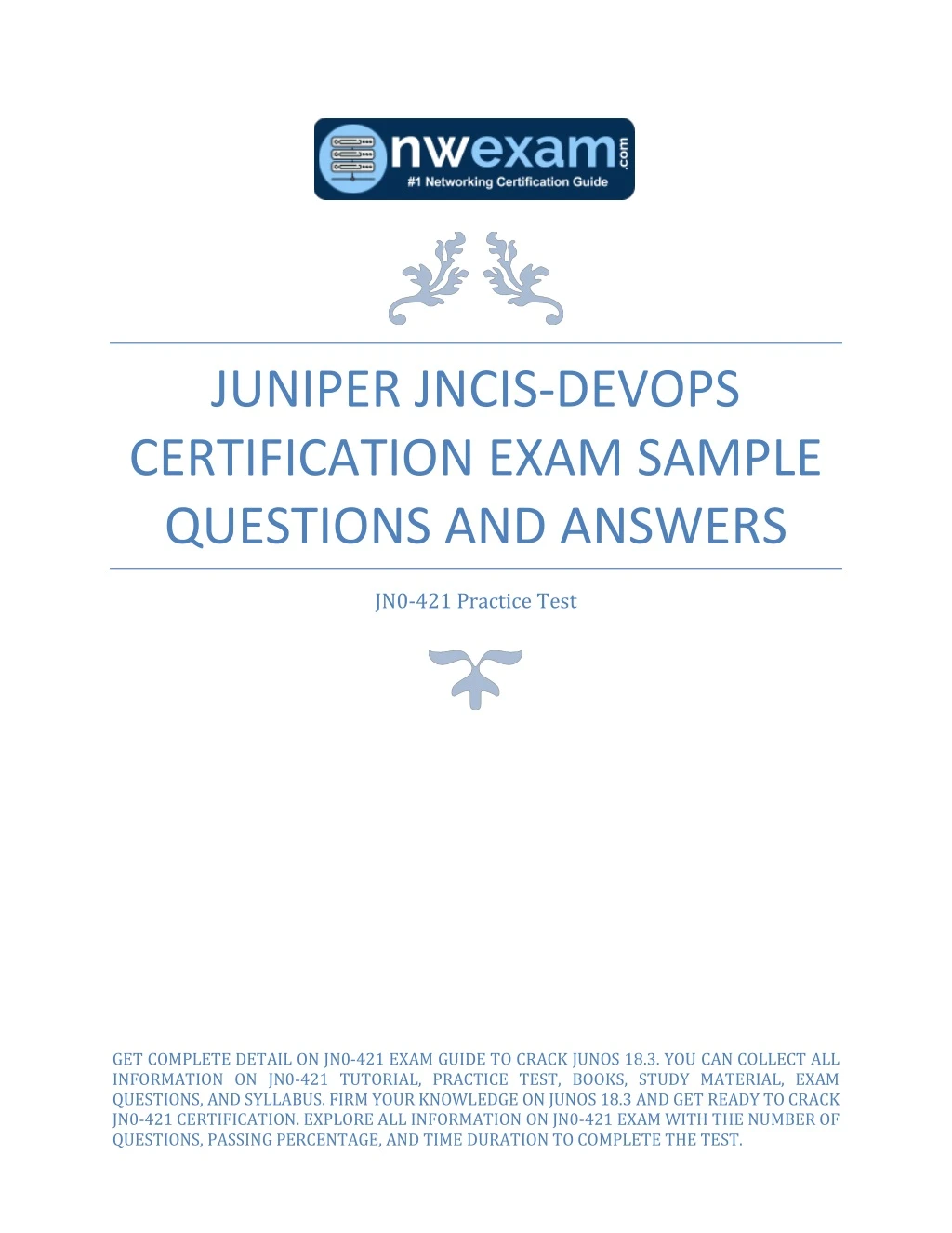 juniper jncis devops certification exam sample