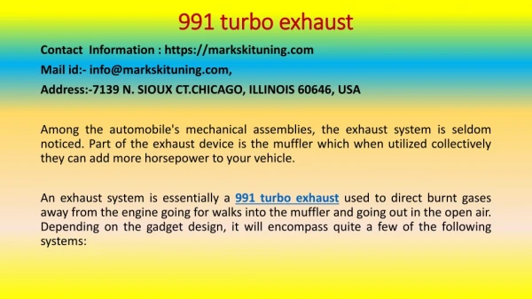 These Ways 991 turbo exhaust Could Help the Cubs Win the World Series