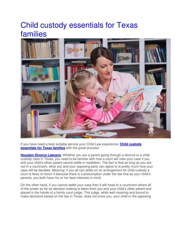 Child custody essentials for Texas families