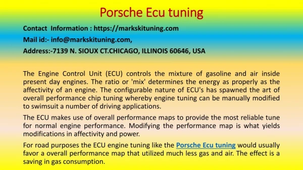 These Things to Do Immediately about Porsche Ecu tuning