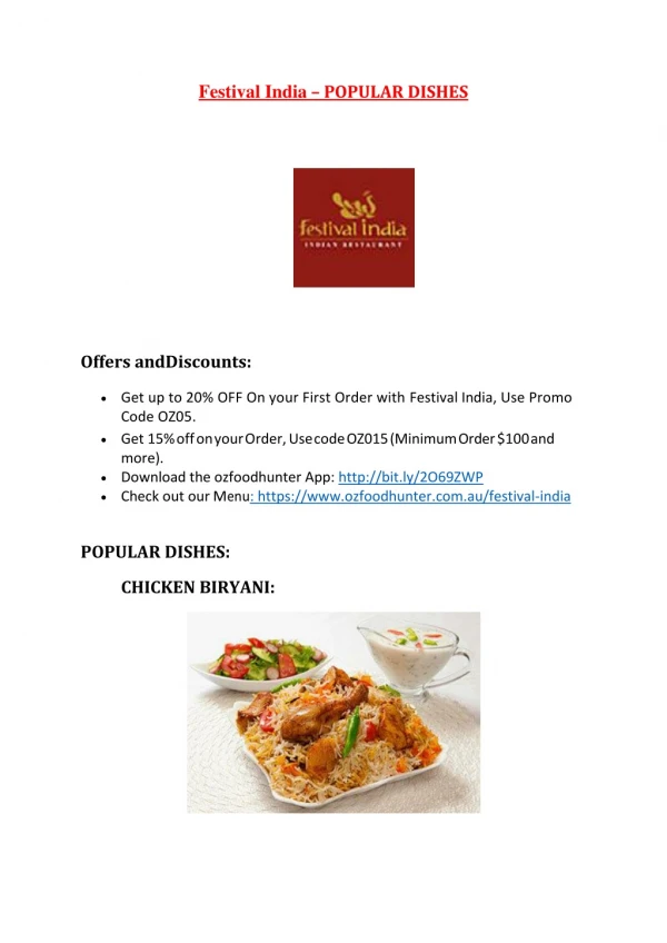 30% Off -Festival India-Osborne Park - Order Food Online