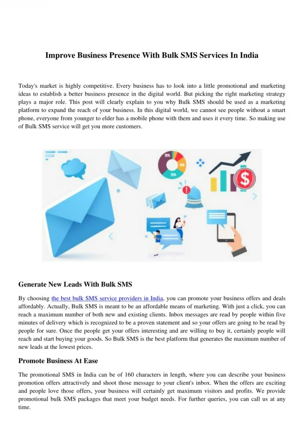 improve business presence with bulk sms services