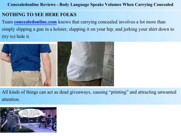 Concealedonline Reviews - Body Language Speaks Volumes When Carrying Concealed