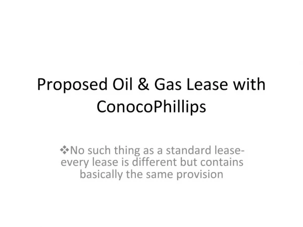 Proposed Oil Gas Lease with ConocoPhillips
