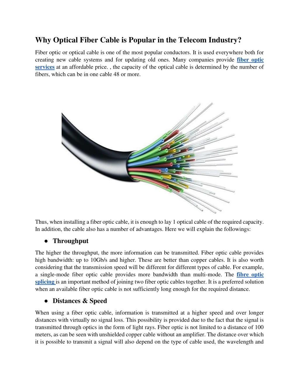 why optical fiber cable is popular in the telecom