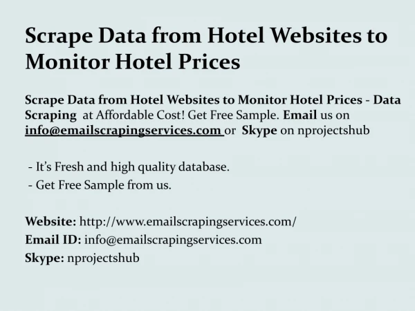 Scrape Data from Hotel Websites to Monitor Hotel Prices - TripAdvisor.com
