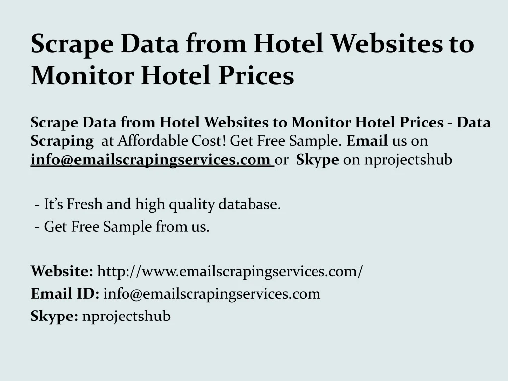 scrape data from hotel websites to monitor hotel prices