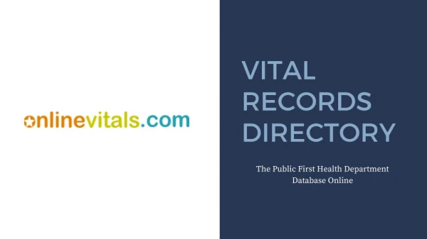 Vital Records Directory - Online Vitals