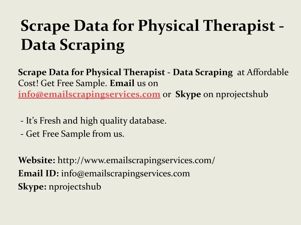 scrape data for physical therapist data scraping