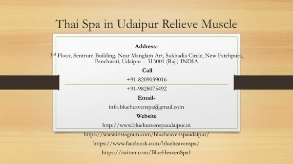 Thai Spa in Udaipur Relieve Muscle