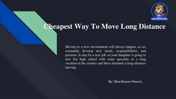 The Cheapest Way To Move Long Distance