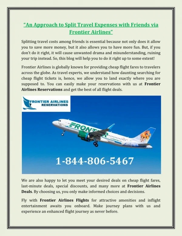 An Approach to Split Travel Expenses with Friends via Frontier Airlines