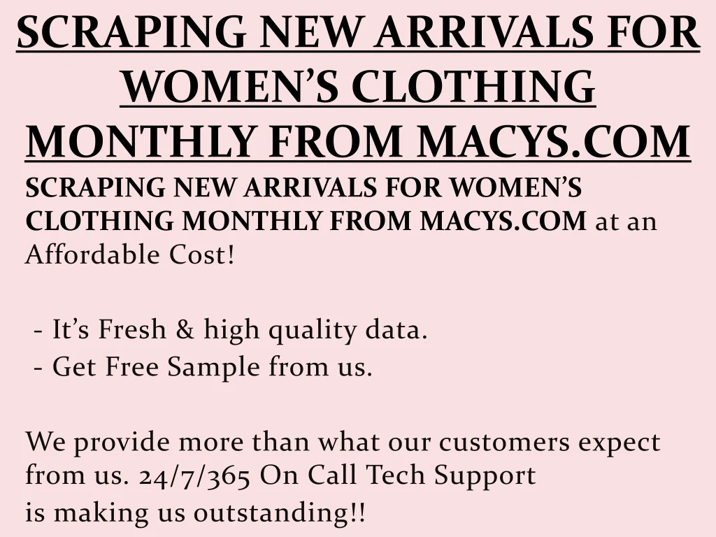 scraping new arrivals for women s clothing monthly from macys com