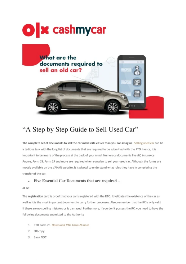A Step by Step Guide to Sell Used Car