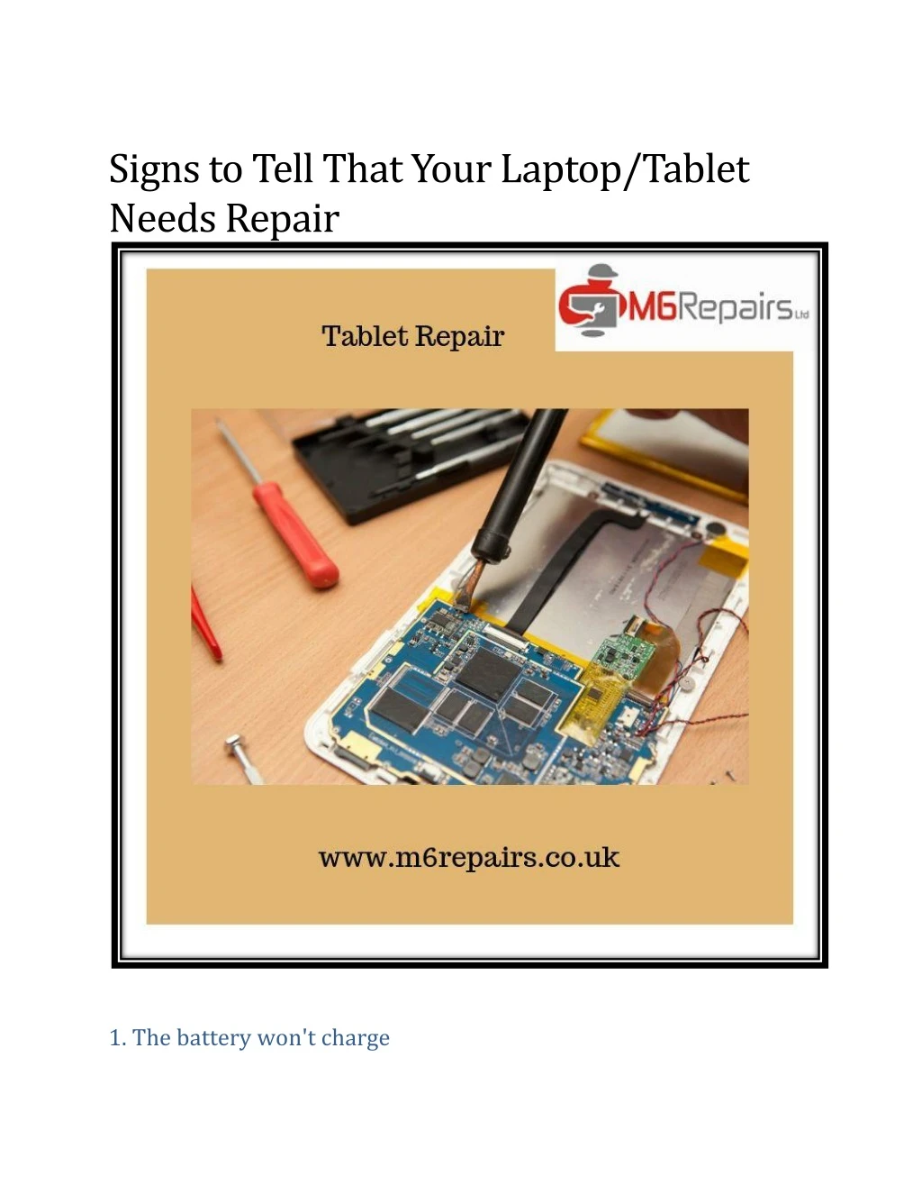 signs to tell that your laptop tablet needs repair