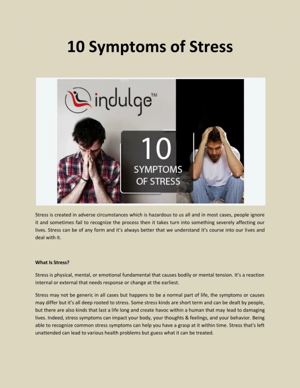 10 Symptoms of Stress