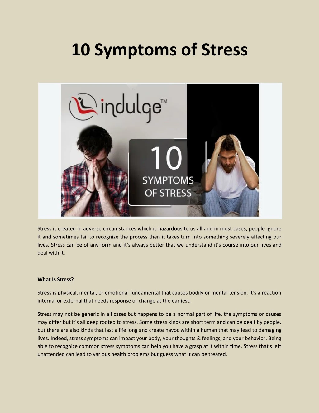 10 symptoms of stress