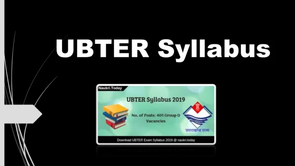 UBTER Syllabus 2019 | 401 Group D & Other Vacancies Exam Pattern