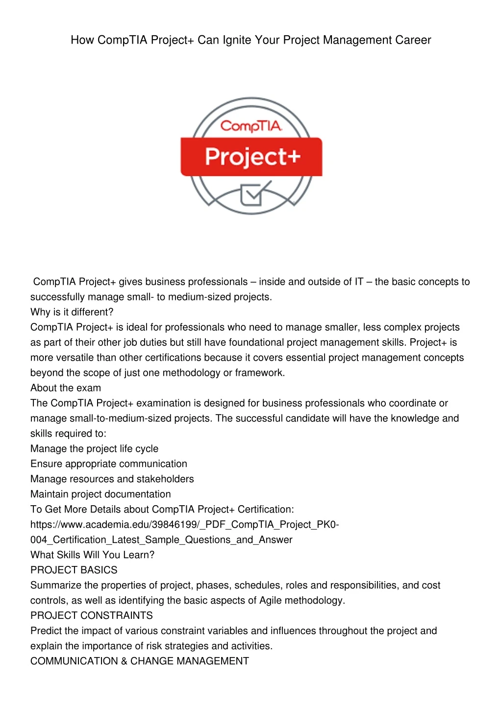 how comptia project can ignite your project