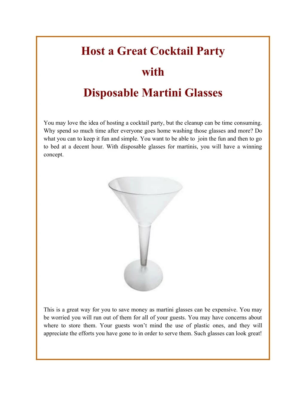 host a great cocktail party