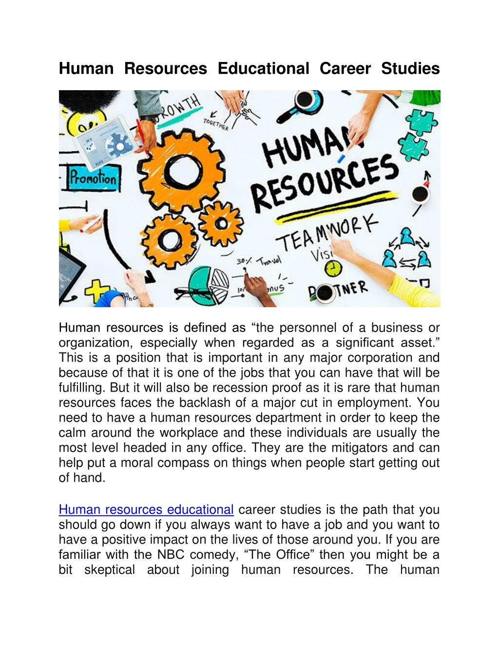 human resources educational career studies