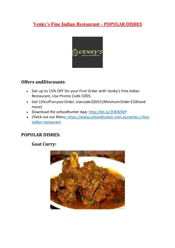 25% Off -Venky's Fine Indian Restaurant-Concord West - Order Food Online