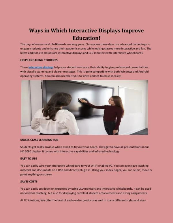 Ways in Which Interactive Displays Improve Education!