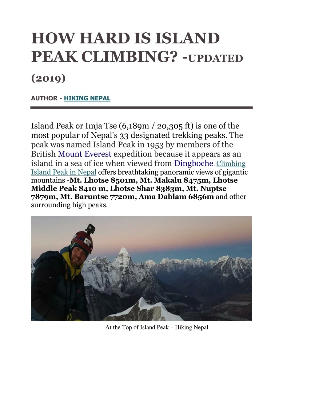 how hard is island peak climbing updated