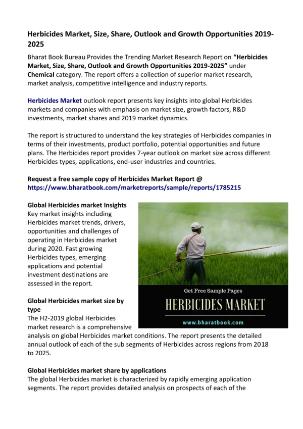 Herbicides Market Research Report 2019-2025